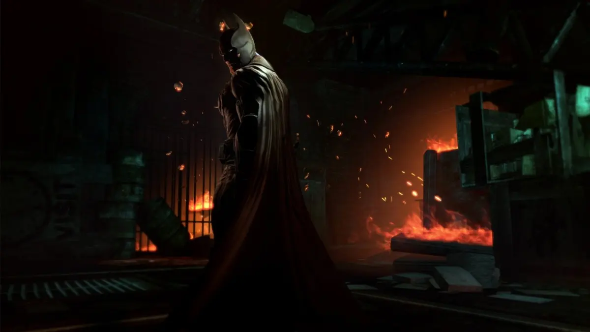 Imagem oficial de Batman: Arkham Origins com o Batman em Gotham