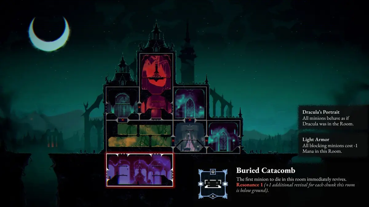 Arte oficial de ReVamp, jogo de tower defense em que o jogador controla Drácula e monta o castelo