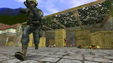 Jogadores de Counter-Strike competindo em palco de torneio de esports