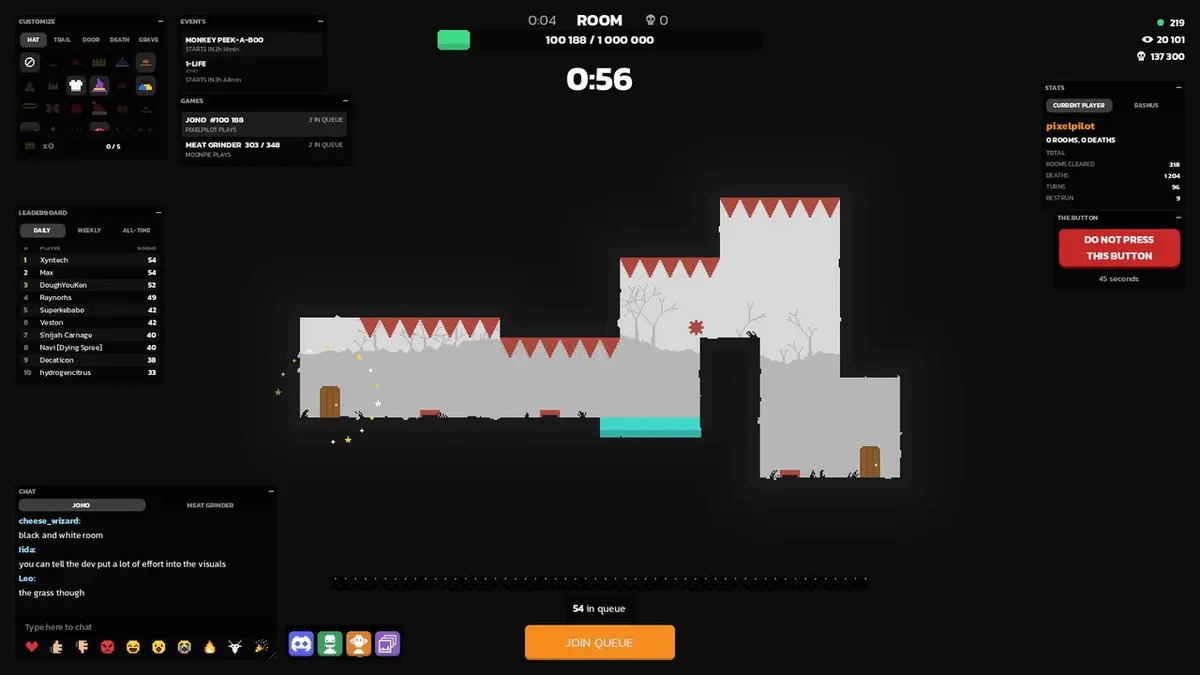 Cena de platformer em duas dimensões do jogo Jono, com personagem em uma fase na Steam