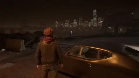 Cena de Samson com o protagonista ao lado de um carro, à noite