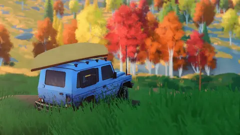 Veículo off-road em estrada de lama em Over the Hill, jogo da Funselektor Labs