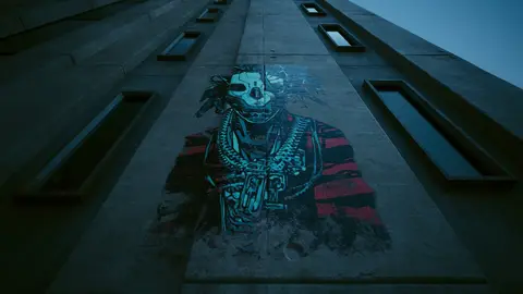 Arte oficial de Cyberpunk 2077 com a cidade de Night City ao fundo