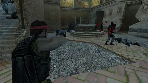 Jogadores profissionais de Counter-Strike competindo em palco de torneio de esports