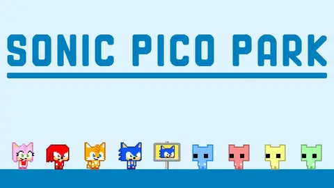 Imagem oficial de Sonic Pico Park mostrando personagens da série em uma fase 2D