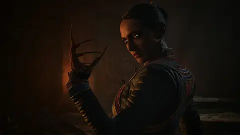 Arte oficial de The Blood of Dawnwalker com o protagonista